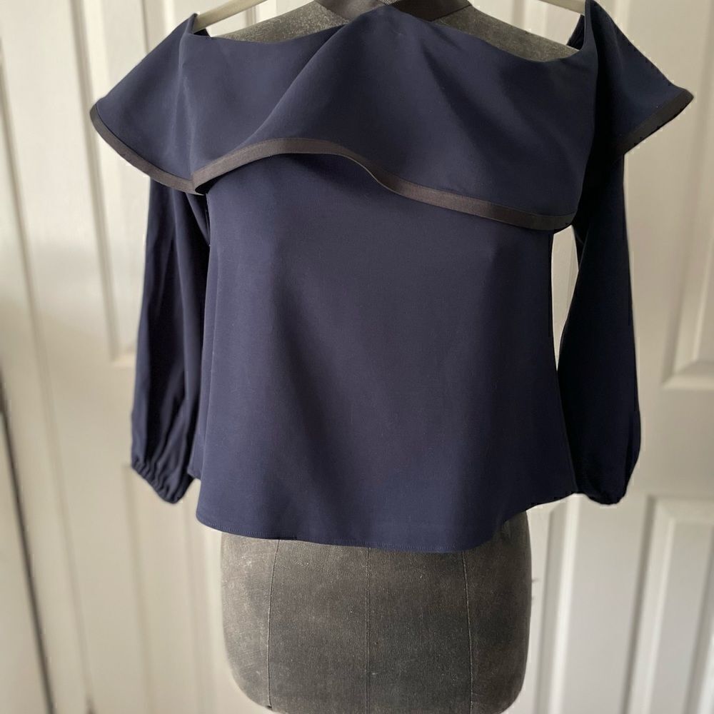 Alexis Navy Off-Shoulder Ruffle Blouse - Picture 3 of 7